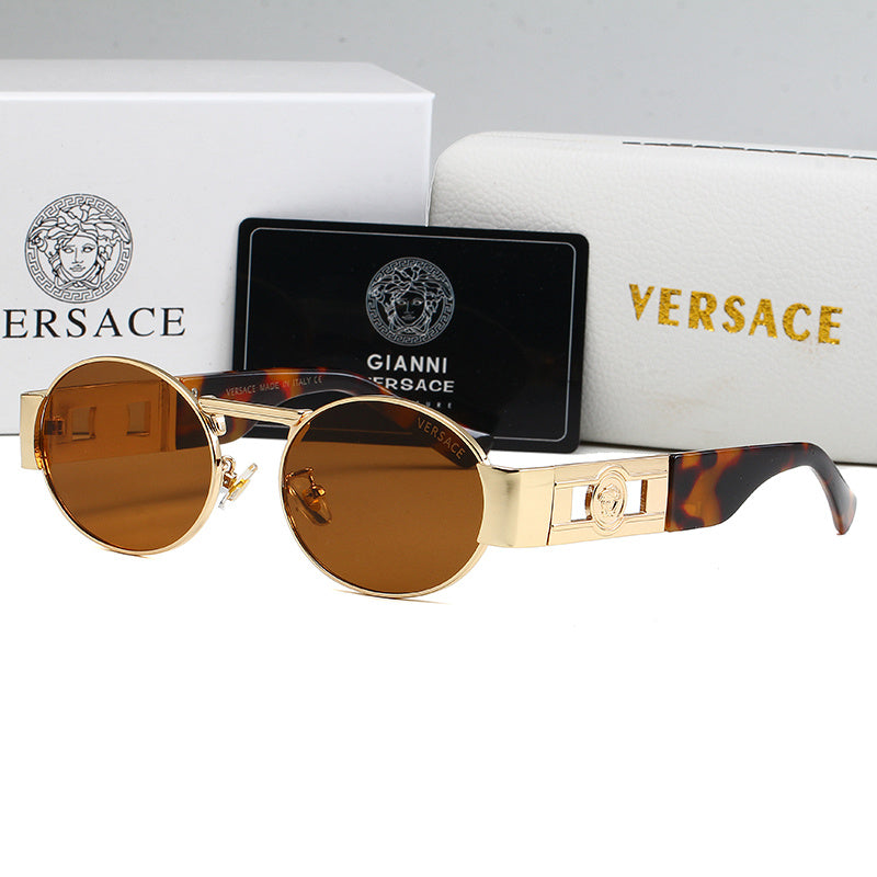 VERSACE NEW CLASSIC RETRO ROUND SUNGLASSES – FULL SET – 1:1 HIGH END