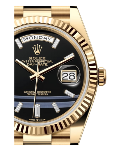 Rolex Day-Date Black Dial with Diamond Markers, 40mm Yellow Gold President - U1 FACTORY - AUTOMATIK