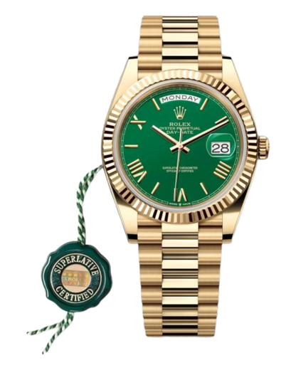 Rolex Day-Date Green Dial with Roman Numerals, 40mm Yellow Gold President - U1 FACTORY - AUTOMATIK