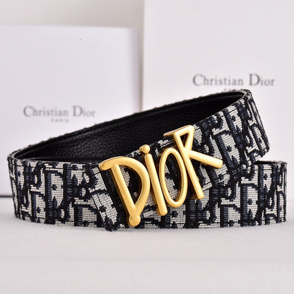 DIOR OBLIQUE DIOR LETTER RETRO BUCKLE BELT – FULL SET – 1:1 HIGH END