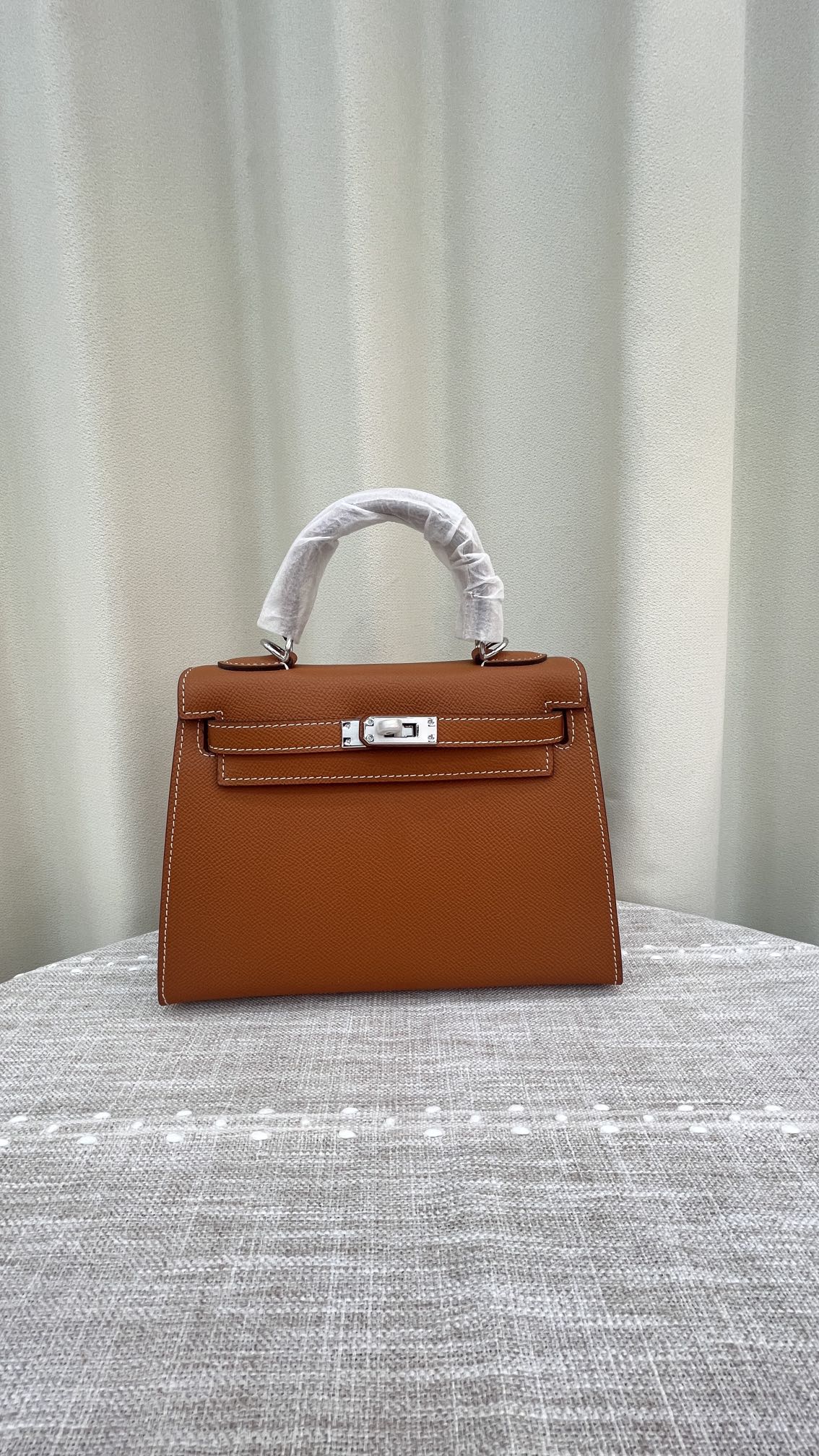 HERMÈS GRIS ETAIN MINI KELLY SELLIER 20 EPSOM GOLD/SILVER HARDWARE- 1:1 HIGH END