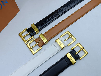 LOUIS VUITTON EPI LEATHER AND CROCODILE RETRO PIN BUCKLE BELT – FULL SET – 1:1 HIGH END