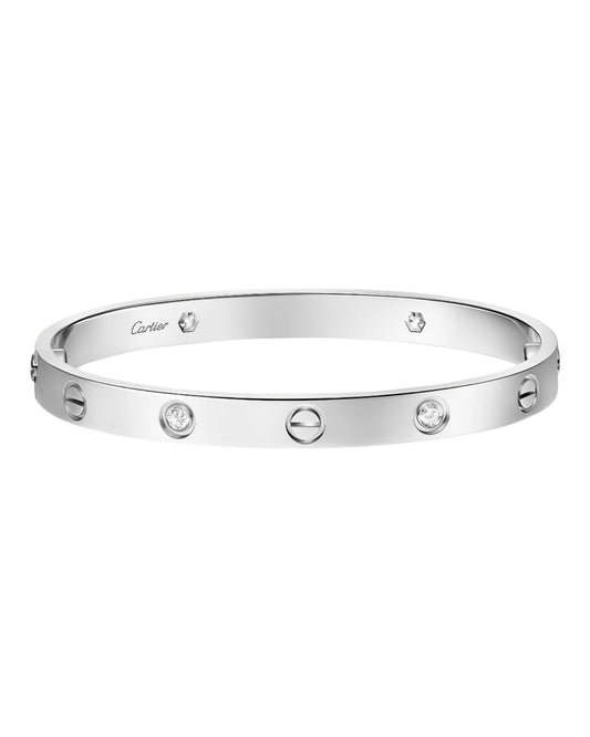 CARTIER LOVE ARMBAND - WEIßGOLD / SILBER - FULLSET - SCHMALES MODELL MIT DIAMANTEN