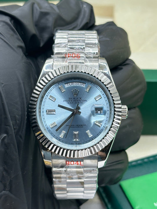 Rolex Day-Date Light Blue Diamond Dial, 40mm White Gold President - U1 FACTORY - AUTOMATIK