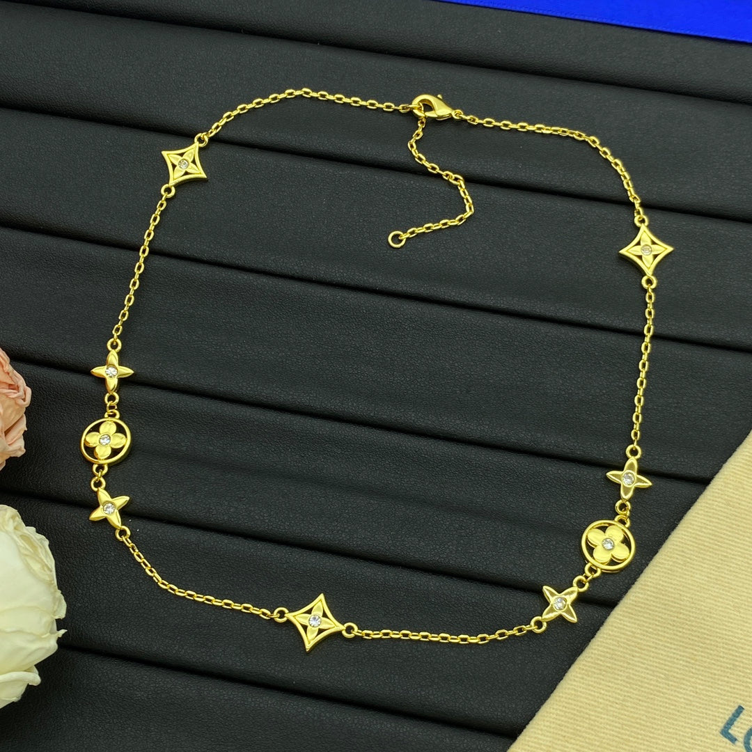 LOUIS VUITTON MONOGRAM CRYSTAL NECKLACE – Full Set - 1:1 HIGH END