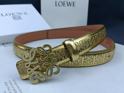LOEWE ANAGRAM METALLIC EMBOSSED LEATHER BELT – 1:1 HIGH END