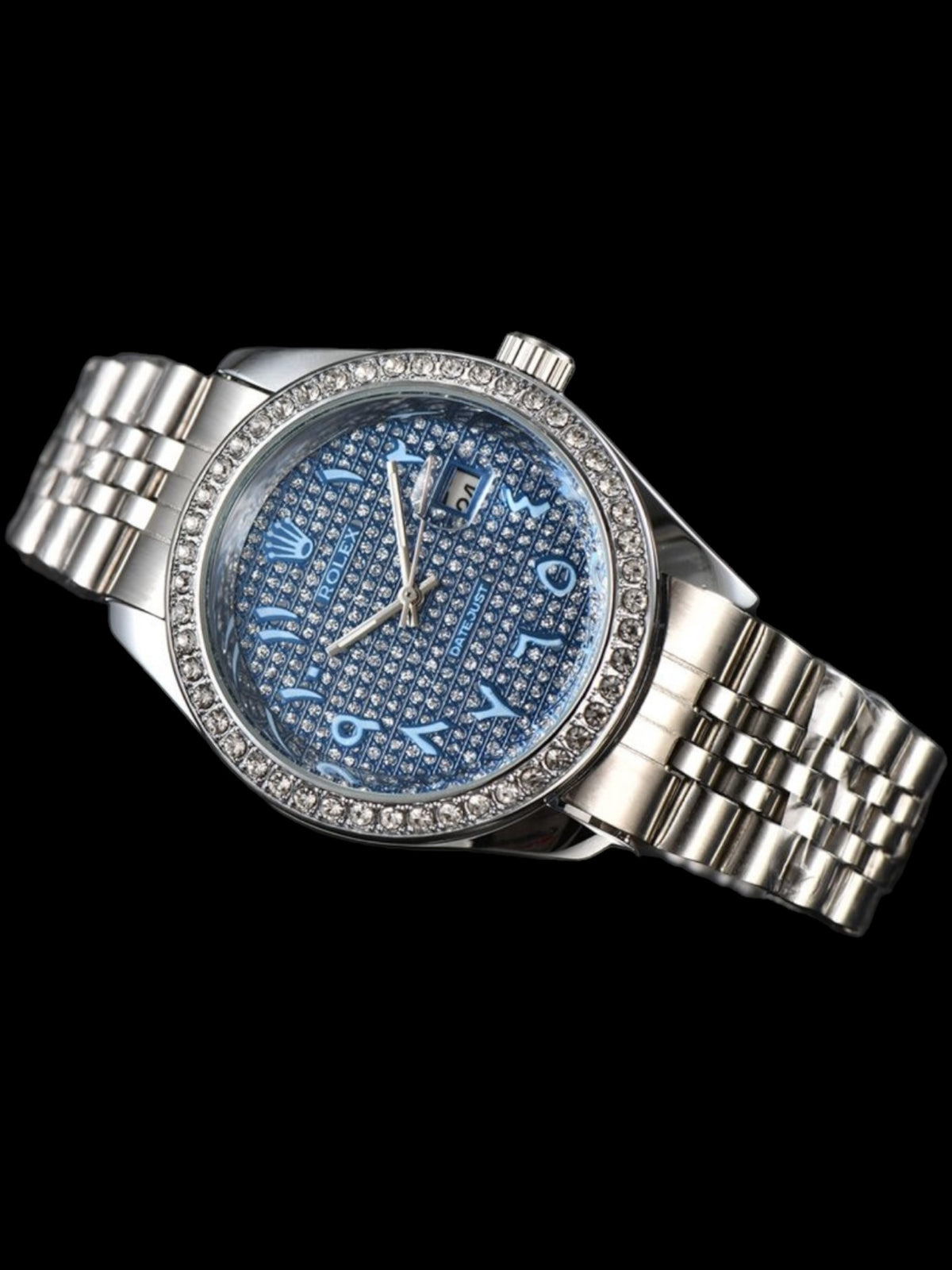 ROLEX DATE JUST ICED OUT | QUARZ WERK | GOLD / SILBER