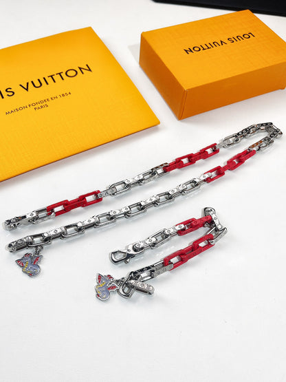 LOUIS VUITTON DRAGON RED BRACELET/NECKLACE  – Full Set  - 1:1 HIGH END