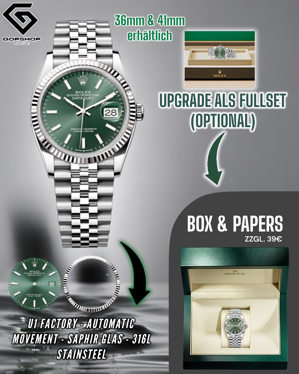 ROLEX DATE JUST GREEN DIAL 36/41 - U1 FACTORY - (DROPSHIPPING PRODUKT)