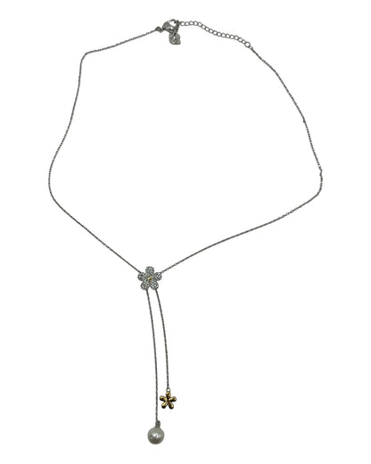 Swarovski Lariat-Kette mit Blumen-Anhänger und Perle