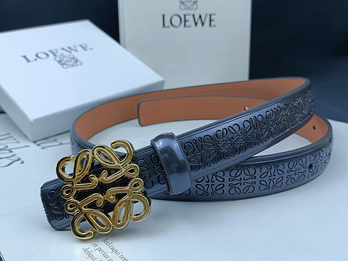 LOEWE ANAGRAM METALLIC EMBOSSED LEATHER BELT – 1:1 HIGH END