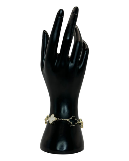 Van Cleef & Arpels Alhambra Armband mit Kleeblättern Weiß-Schwarz