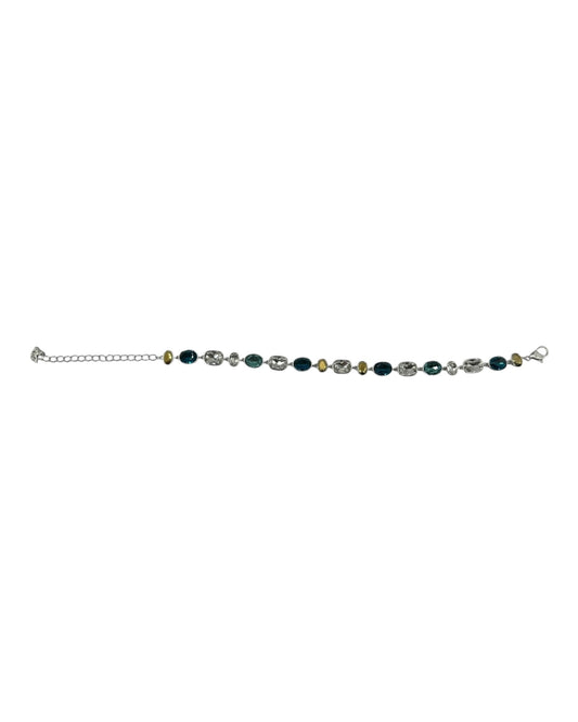 Swarovski Armband mit ovalen Steinen in Blautönen und Gelb