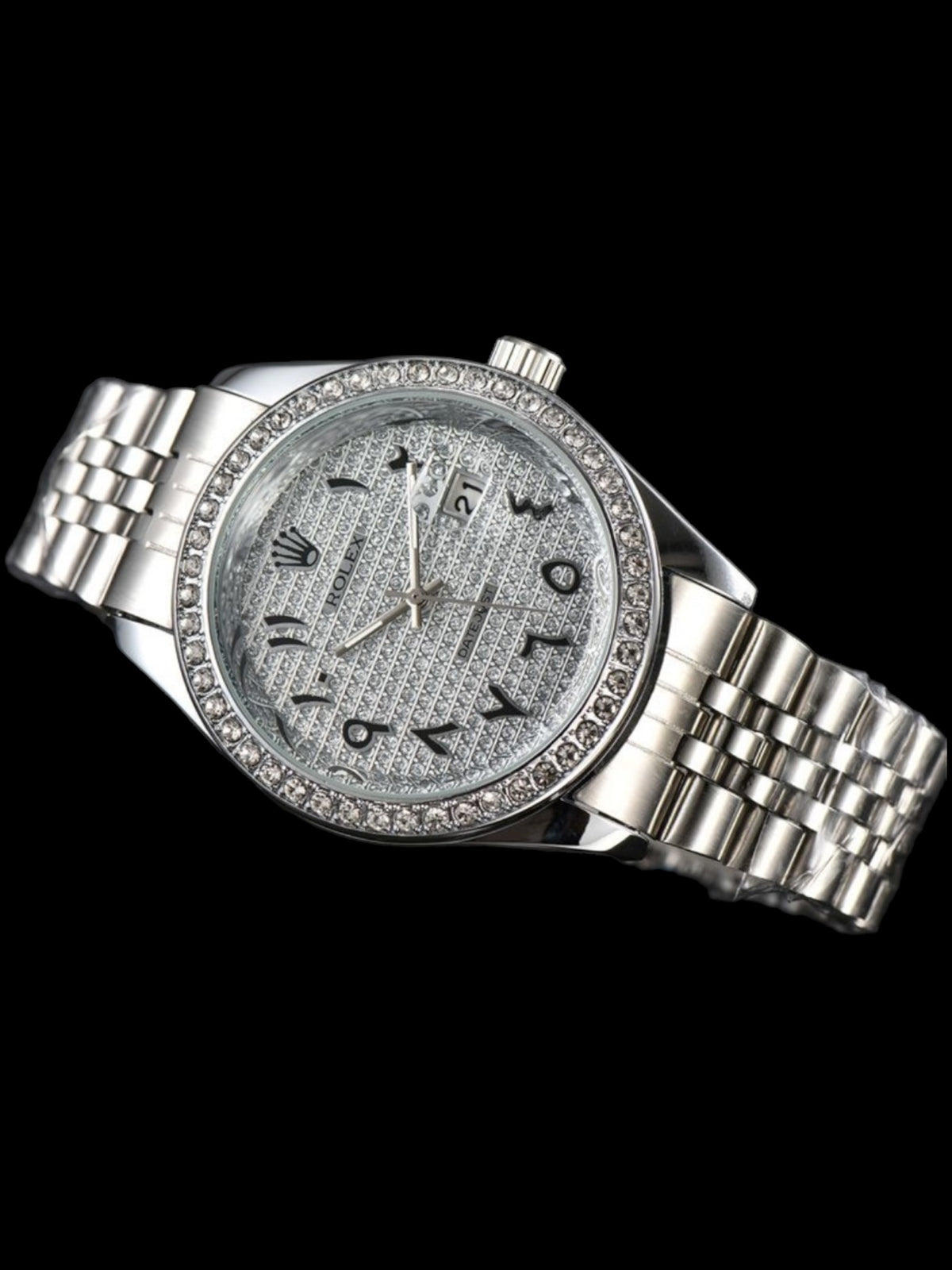 ROLEX DATE JUST ICED OUT | QUARZ WERK | GOLD / SILBER