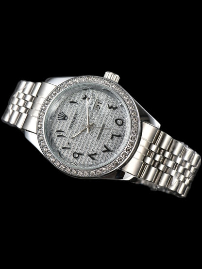 ROLEX DATE JUST ICED OUT | QUARZ WERK | GOLD / SILBER
