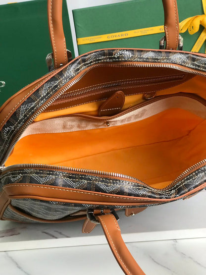 Sac Goyard - marron - Porte-documents haut de gamme style Ambassadeur - Toile à chevrons
 | 7A SUPER | QUALITÉ ORIGINALE | ENSEMBLE COMPLET