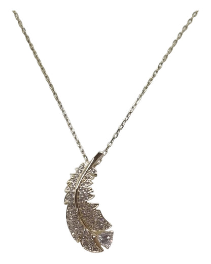Swarovski Anhänger Feder mit Kristallen Gold