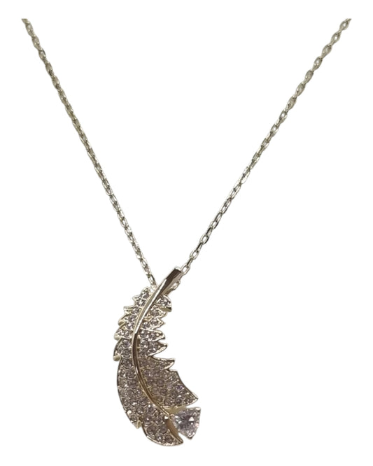 Swarovski Anhänger Feder mit Kristallen Gold