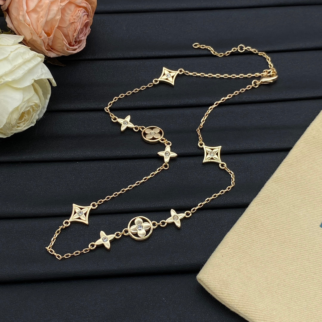 LOUIS VUITTON MONOGRAM CRYSTAL NECKLACE – Full Set - 1:1 HIGH END