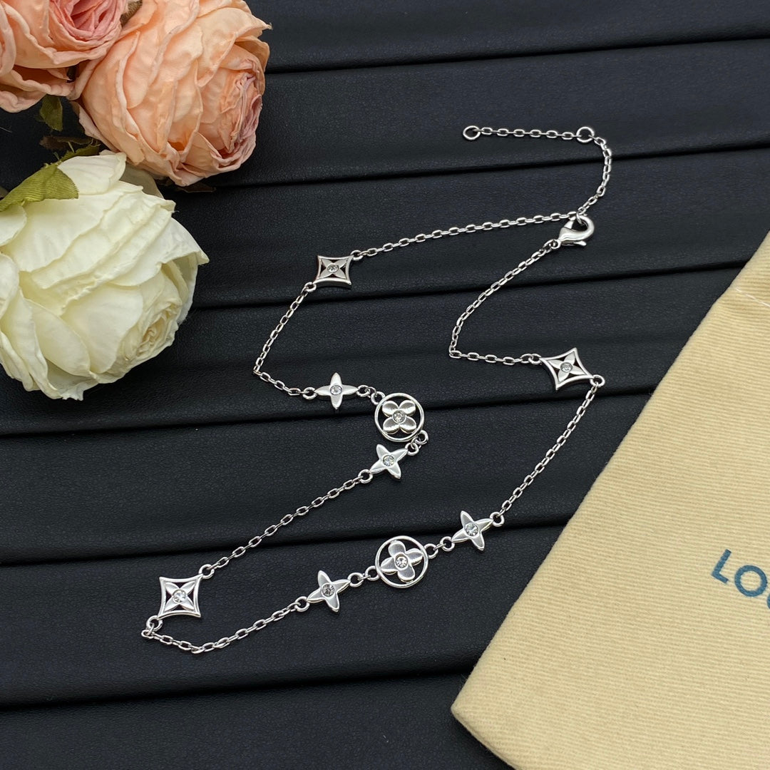 LOUIS VUITTON MONOGRAM CRYSTAL NECKLACE – Full Set - 1:1 HIGH END