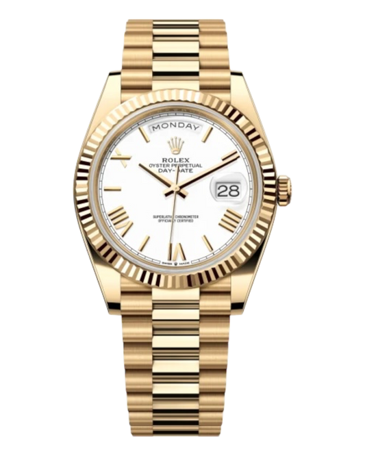 Rolex Day-Date White Dial with Roman Numerals 40mm Yellow Gold President - U1 FACTORY - AUTOMATIK