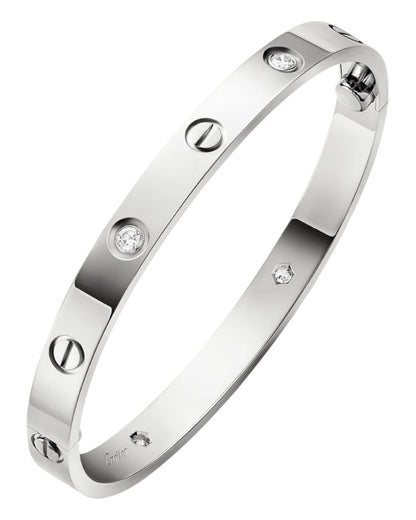 CARTIER LOVE ARMBAND - WEIßGOLD / SILBER - FULLSET - SCHMALES MODELL MIT DIAMANTEN