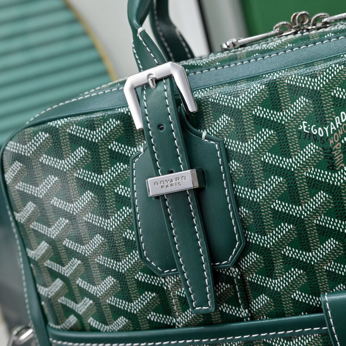 Sac Goyard - vert - Porte-documents haut de gamme style Ambassadeur - Toile à chevrons
 | 7A SUPER | QUALITÉ ORIGINALE | ENSEMBLE COMPLET