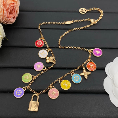 LOUIS VUITTON MONOGRAM ENAMEL CHARMS NECKLACE – Full Set - 1:1 HIGH END