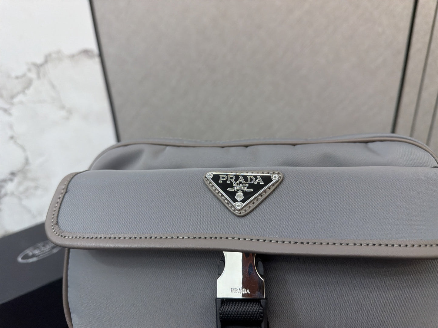 PRADA RE-NYLON LEATHER-TRIMMED SHOULDER BAG – FULL SET – 1:1 HIGH END