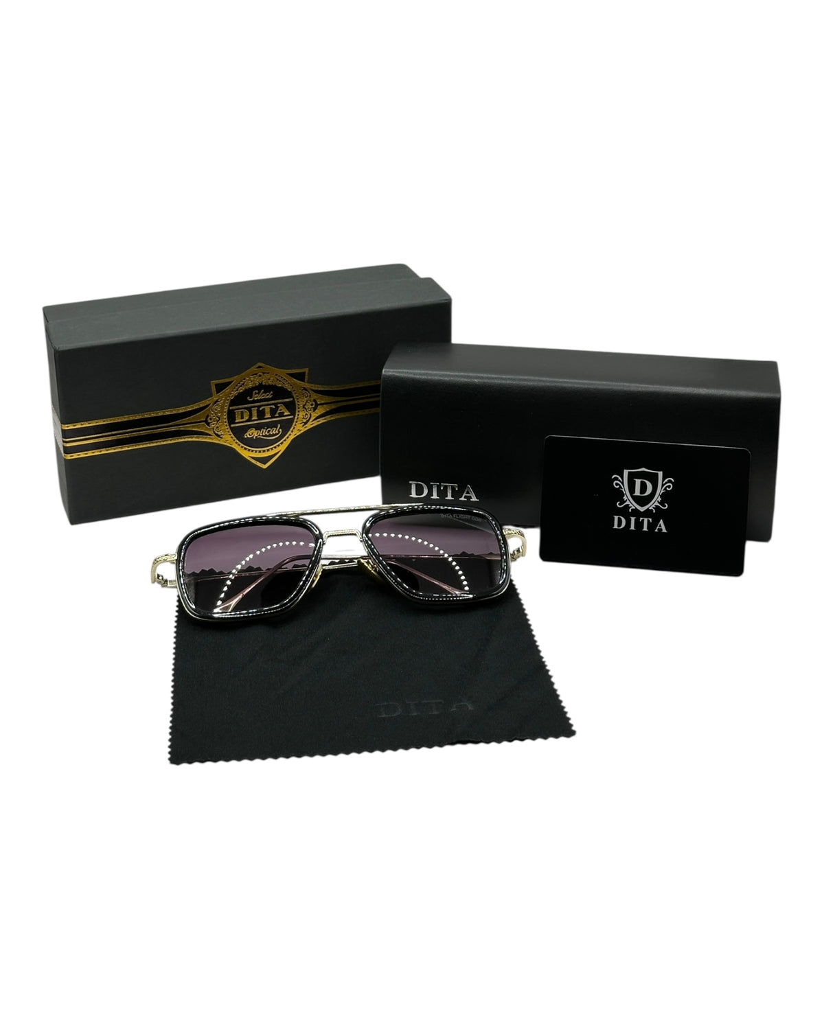 Dita Sonnenbrille in Gold mit lilafarbene Gläser D3