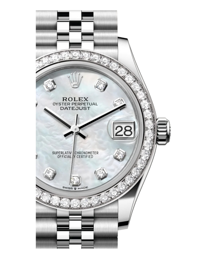 Rolex Datejust Perlmutt Dial with Diamonds, Diamond Bezel, 31mm Jubilee - U1 FACTORY - AUTOMATIK