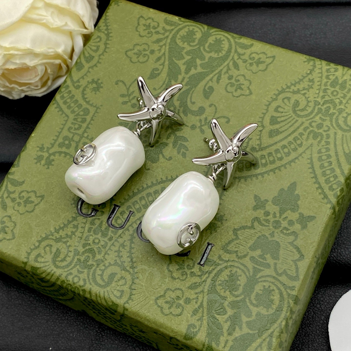 GUCCI STARFISH PEARL EARRINGS – FULL SET - 1:1 HIGH END