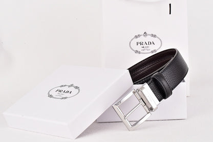 PRADA BUSINESS RETRO PIN BUCKLE LEATHER BELT COLLECTION – FULL SET – 1:1 HIGH END