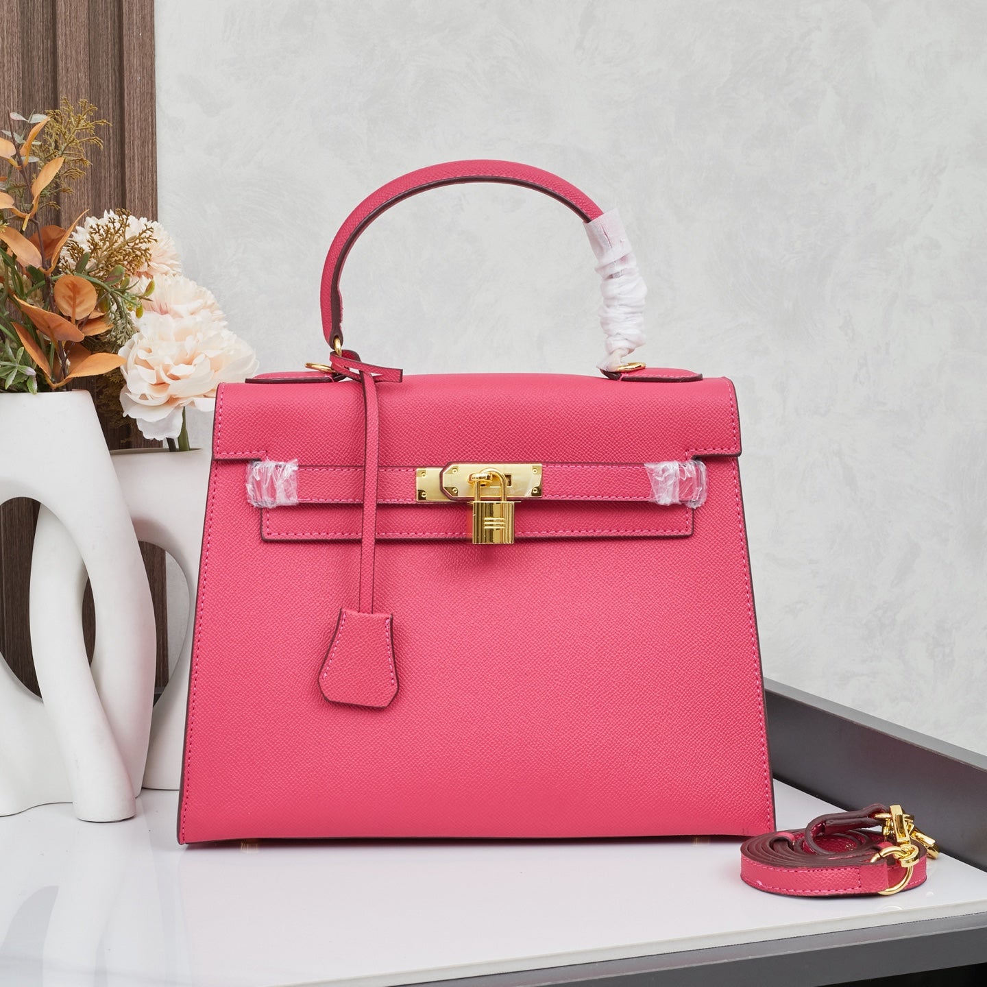HERMÈS SCHULTERTASCHE KELLY 28CM FEU RETOURNE GOLD - 1:1 HIGH END