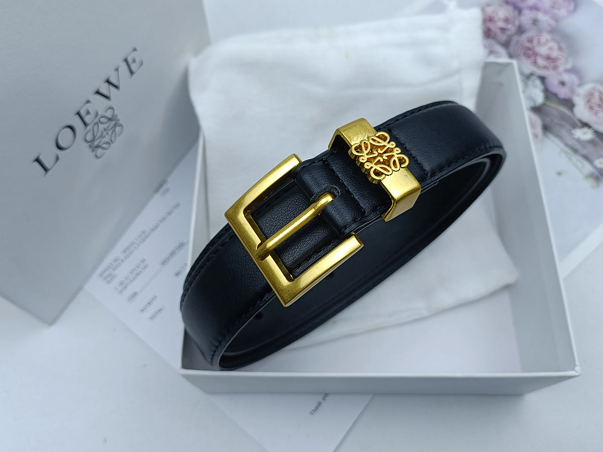 LOEWE ANAGRAM RETRO PIN BUCKLE LEATHER BELT – FULL SET – 1:1 HIGH END