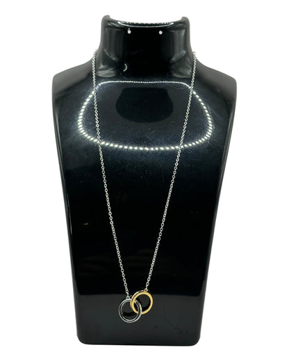 Silber- und Gold-Halskette mit Doppelring-Anhänger