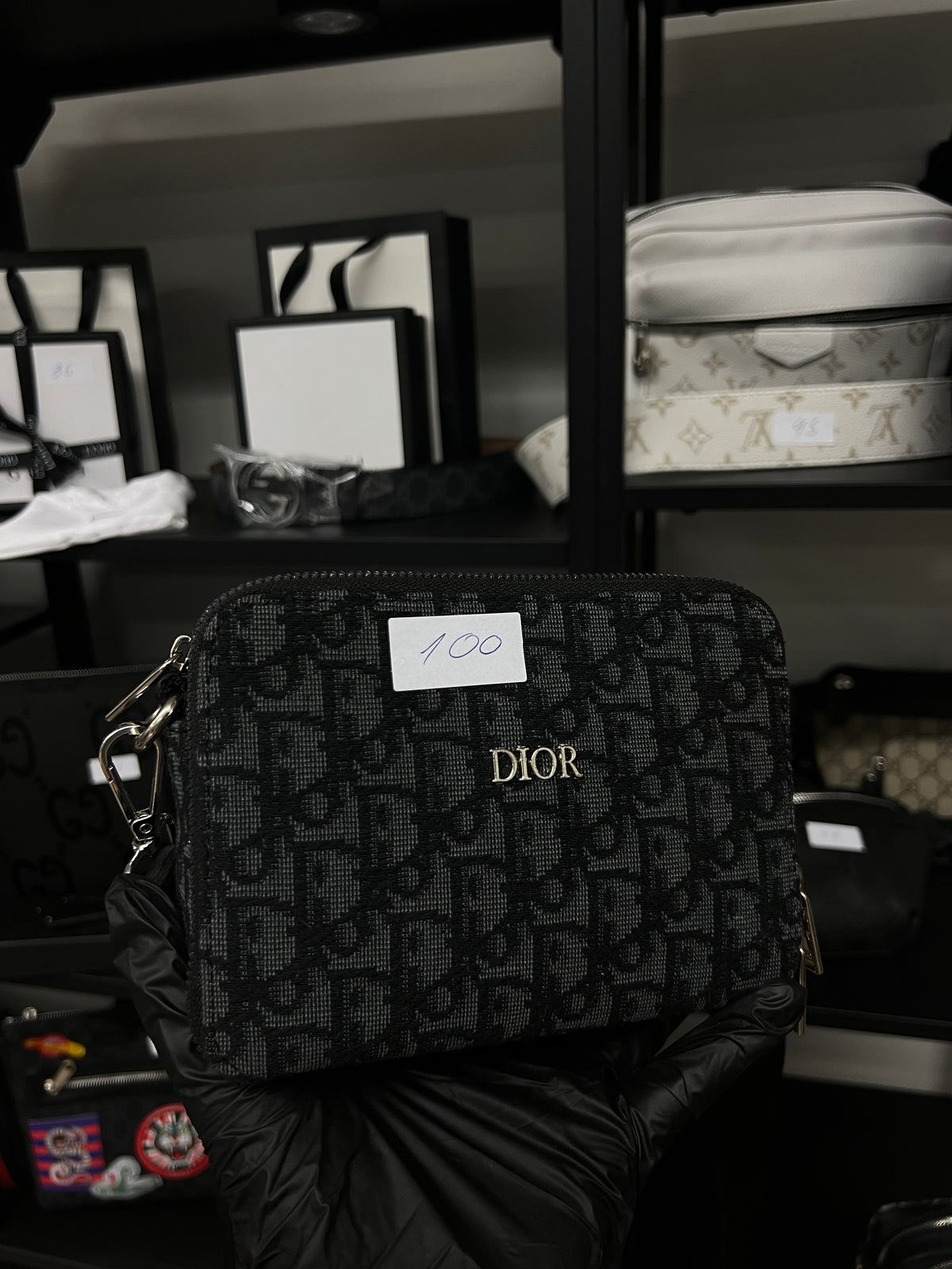 DIOR CLUTCH BAG DUNKEL - HIGH END QUALITY - PU LEDER