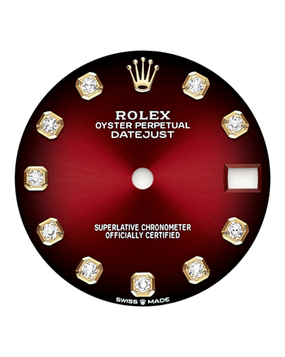 Rolex DATEJUST Red Dial with Diamonds , Diamond Bezel, 31mm Gold President - U1 FACTORY - AUTOMATIK