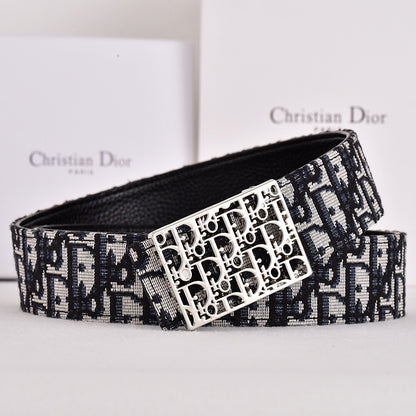 DIOR OBLIQUE CD JACQUARD RETRO BUCKLE BELT-FULL SET – 1:1 HIGH END