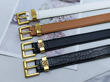 LOEWE ANAGRAM RETRO PIN BUCKLE LEATHER BELT – FULL SET – 1:1 HIGH END