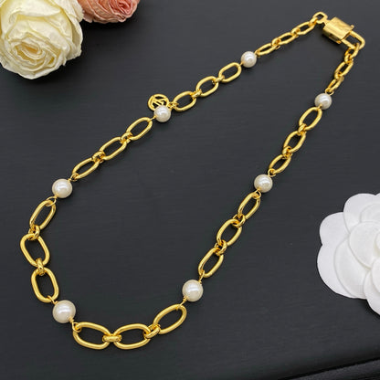 LOUIS VUITTON PEARL CHAIN NECKLACE – Full Set - 1:1 HIGH END