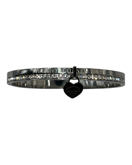 Tiffany & Co. Armreif mit Zirkonia & Herz-Anhänger, Silber
