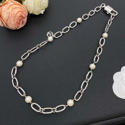 LOUIS VUITTON PEARL CHAIN NECKLACE – Full Set - 1:1 HIGH END