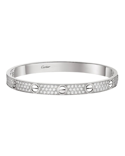 CARTIER LOVE ARMBAND - ICED OUT SILBER / WEIßGOLD  - UNISEX - FULLSET