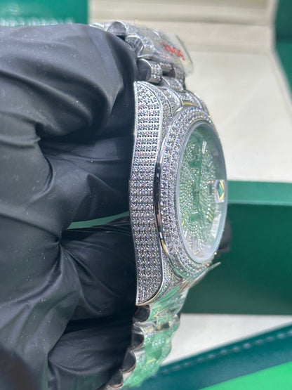 Rolex Day-Date Full Diamond Dial, Bezel and Bracelet with Roman Markers, 40mm White Gold - U1 FACTORY - AUTOMATIK