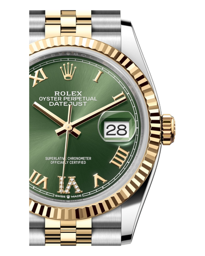 Rolex Datejust Green Dial with Roman & Diamond Markers, 36mm Bicolor - Jubilee - U1 FACTORY - AUTOMATIK