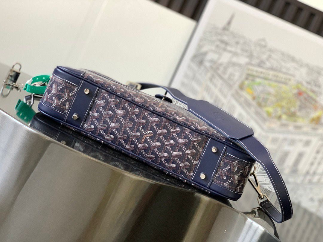 Sac Goyard - bleu - Porte-documents haut de gamme style Ambassadeur - Toile à chevrons
 | 7A SUPER | QUALITÉ ORIGINALE | ENSEMBLE COMPLET