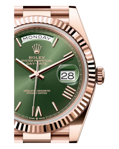 Rolex Day-Date Green Dial with Roman Numerals, 40mm Everose Gold President - U1 FACTORY - AUTOMATIK