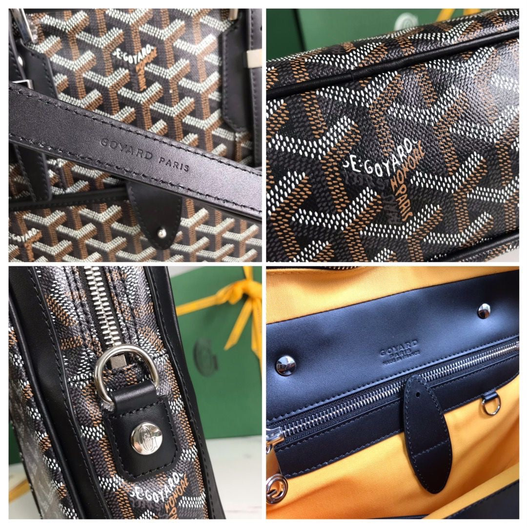 Sac Goyard - noir - Porte-documents haut de gamme style Ambassadeur - Toile à chevrons
 | 7A SUPER | QUALITÉ ORIGINALE | ENSEMBLE COMPLET