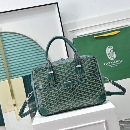 Sac Goyard - vert - Porte-documents haut de gamme style Ambassadeur - Toile à chevrons
 | 7A SUPER | QUALITÉ ORIGINALE | ENSEMBLE COMPLET